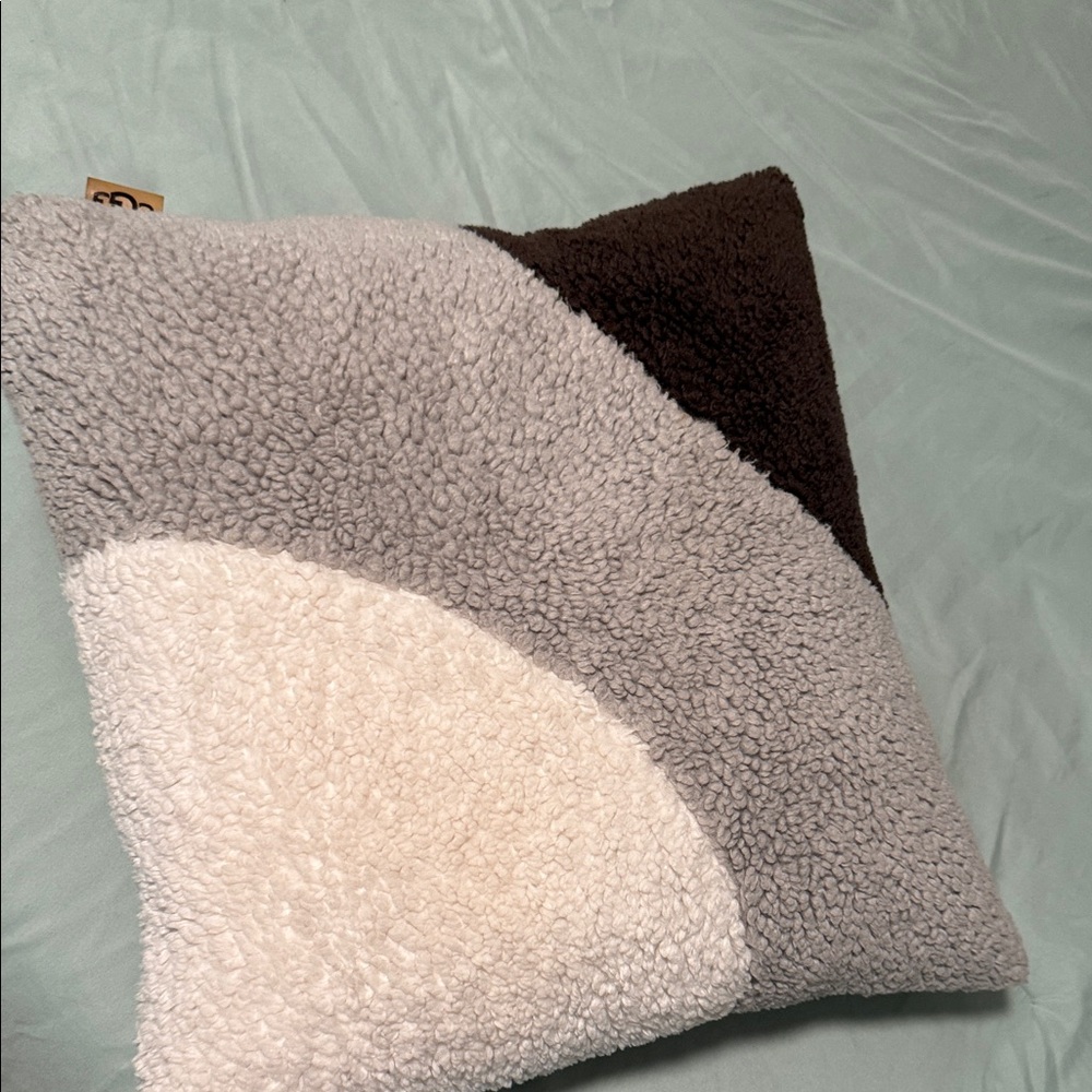 UGG Gray and White Sherpa Pillow